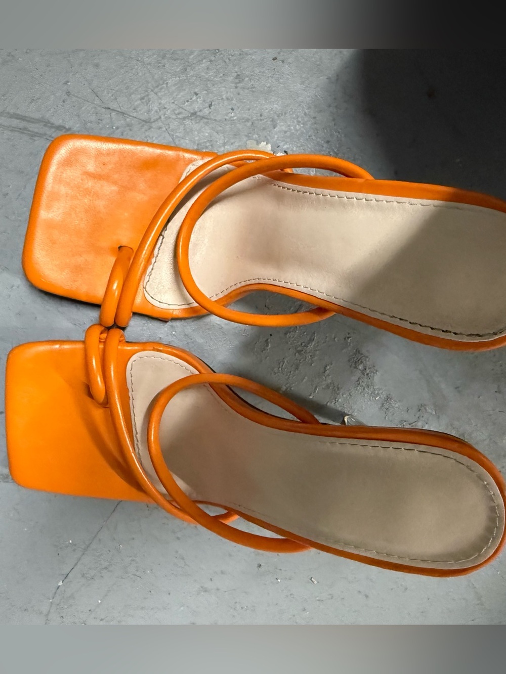 Women’s Orange Strappy Square-Toe Sandals